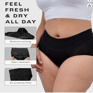 BamBody Period Proof Hipster/Brief Panties 3 Pack Black Bamboo Leakproof NIP 7